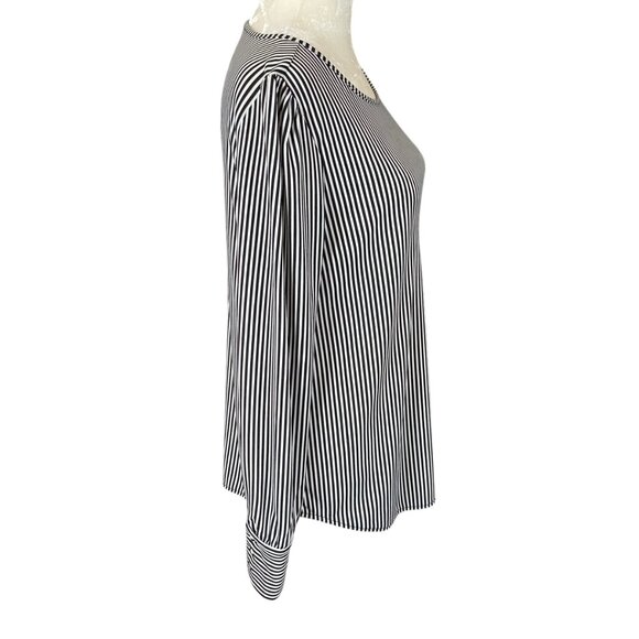 Ann Taylor black and white vertical striped long sleeve pullover stretchy top S - Picture 3 of 8